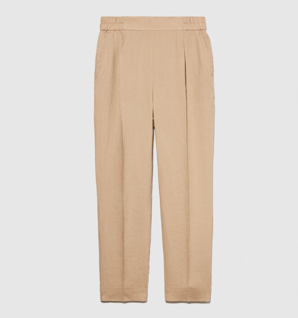 100% linen joggers - women's joggers - Beige | Sisley image number 6